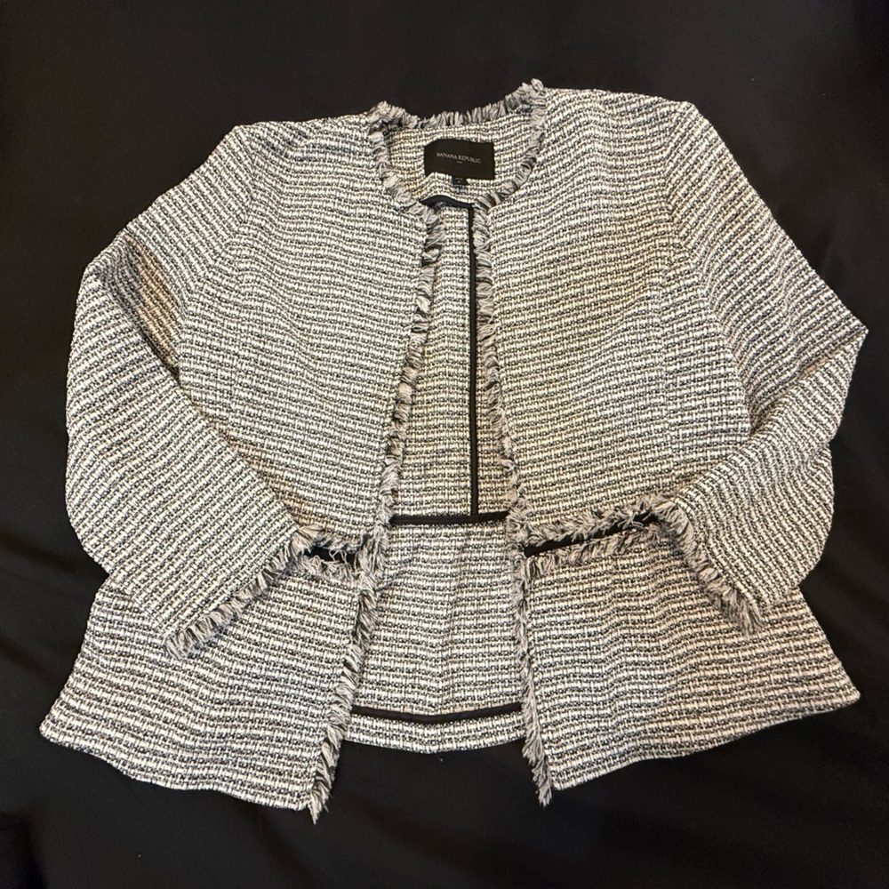 Banana Republic Black and White Tweed Blazer